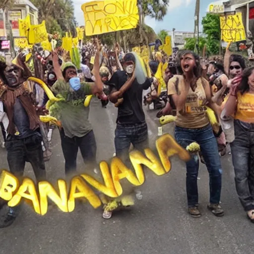 Prompt: bananas riots for banana rights, activism