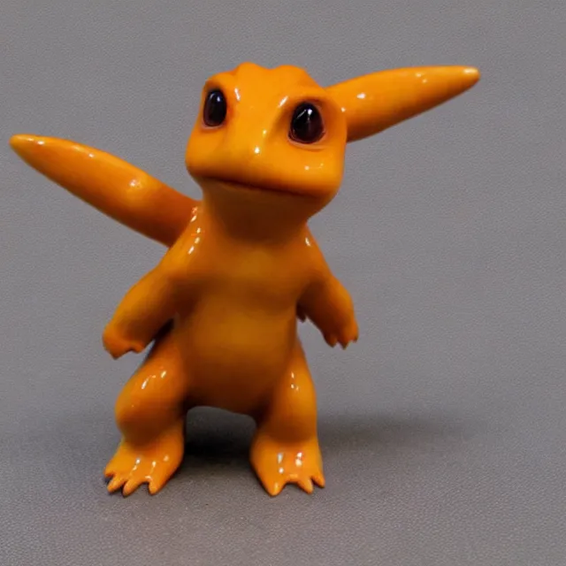 Image similar to an earthenware figurine of charmander from ancient sumeria, high quality photograph