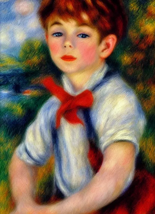 Prompt: lifelike oil painting portrait of peter pan by renoir