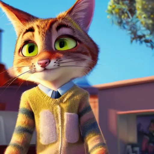 Image similar to a portrait of a girl tabby cat in zootopia (2016)