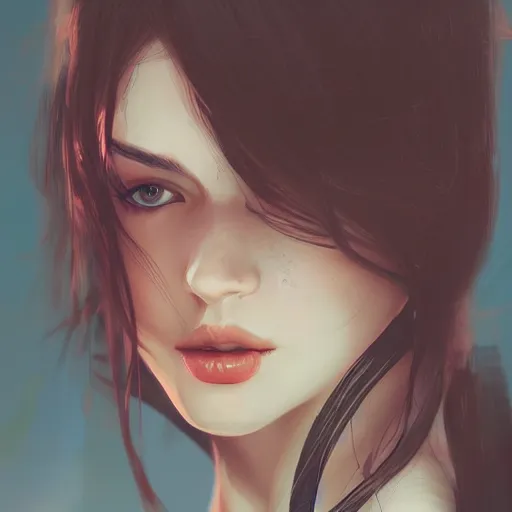 Prompt: young brunette woman, very detailed, portrait, high contrast, soft lighting, shallow focus, RossDraws, trending on artstation