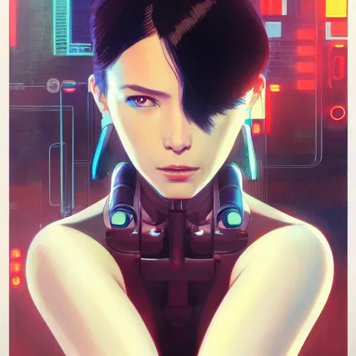 Image similar to A beautiful cyborg woman || ANIME, fine-face, realistic shaded perfect face, fine details. Anime. realistic shaded lighting poster by Ilya Kuvshinov katsuhiro otomo ghost-in-the-shell, magali villeneuve, artgerm, Jeremy Lipkin and Michael Garmash and Rob Rey