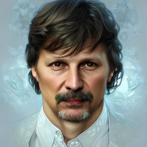 Prompt: 2010 portrait of hockey coach Larionov, fantasy, intricate, elegant, highly detailed, digital painting, artstation, concept art, smooth, sharp focus, luxury fashion illustration, art by artgerm and greg rutkowski and alphonse mucha, brightly lit cinematic soft lighting, photorealistic