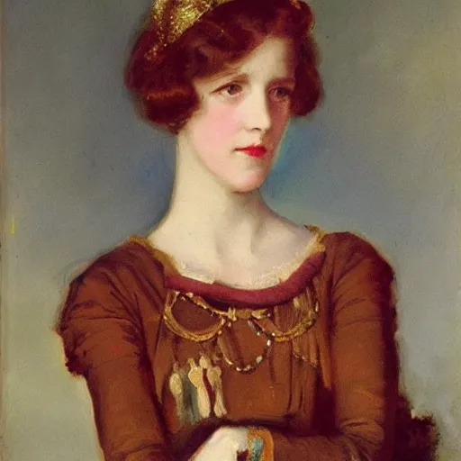 Prompt: a painting of a young English noblewoman by Philip de László, 1921