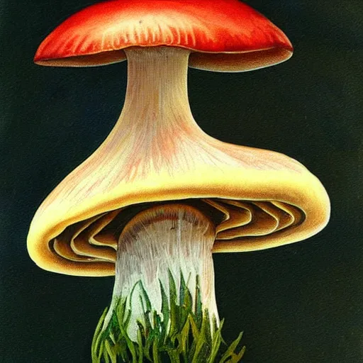 Image similar to the best painting of a mushroom ever