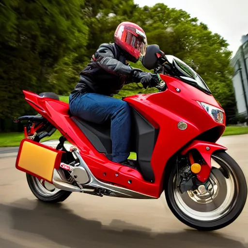 Prompt: the new 2035 honda motorbike that is made of cheese, 4k, award winning photography