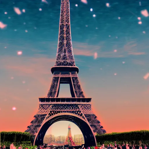 Image similar to john cena hugging the eiffel tower, digital art