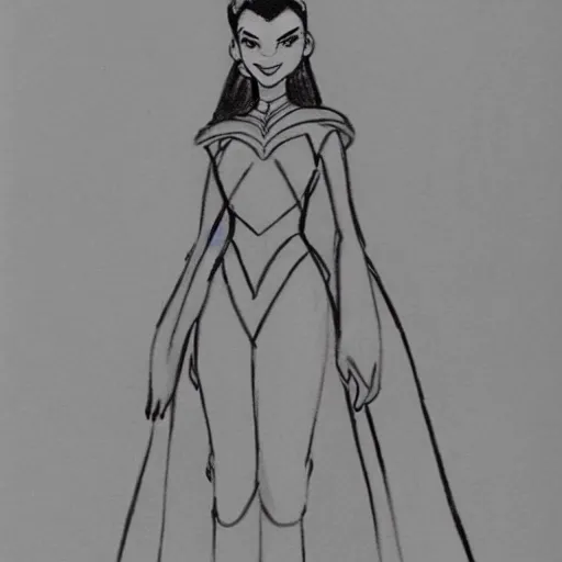 Image similar to milt kahl sketch of victoria justice as princess padme from star wars episode 3