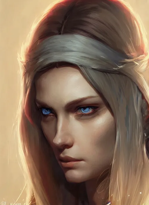 Image similar to piercing blueeyed stare, d & d, fantasy, highly detailed, portrait, digital painting, trending on artstation, concept art, sharp focus, illustration, art by artgerm and greg rutkowski and magali villeneuve