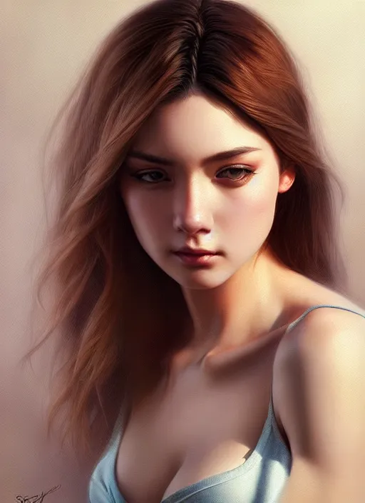 Image similar to photo of a gorgeous young woman in the style of stefan kostic, realistic, sharp focus, 8 k high definition, insanely detailed, intricate, elegant, art by stanley lau and artgerm