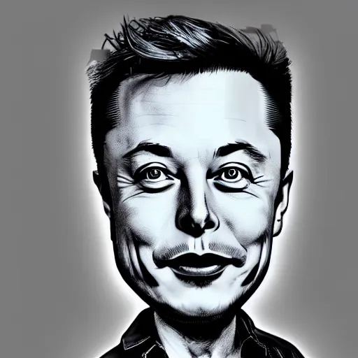 Image similar to elon musk as a caricature drawing