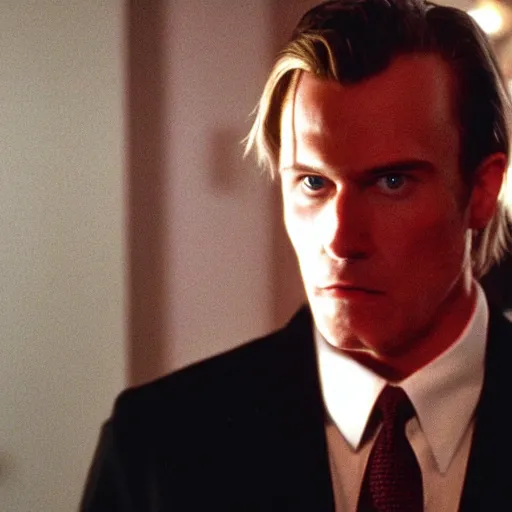 Prompt: arthas menethil as the american psycho, cinematic still