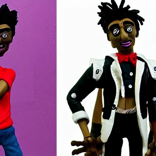 Image similar to a cartoon claymation full body sculpture of Playboi Carti, in the style of Robot Chicken