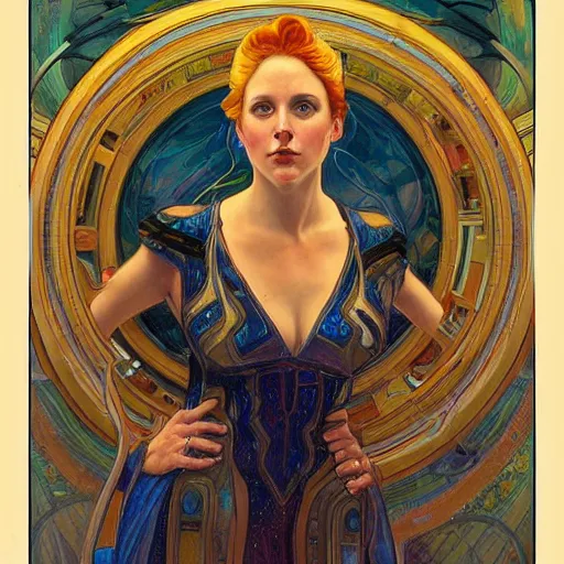 Image similar to a retrofuturist painting in the style of donato giancola, and in the style of charlie bowater, and in the style of alphonse mucha. symmetry, smooth, sharp focus, semi - realism, intricate detail.