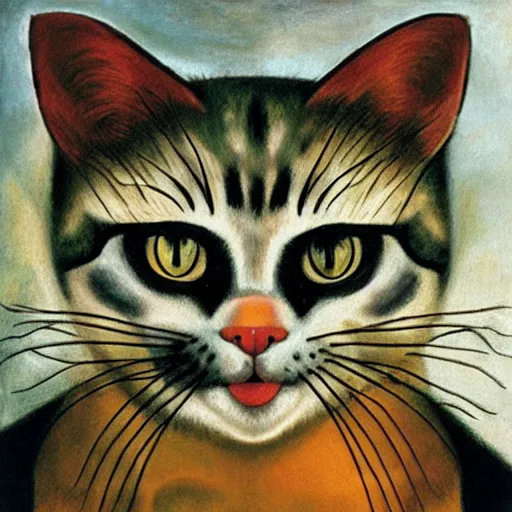 Image similar to house cat by Frida Kahlo