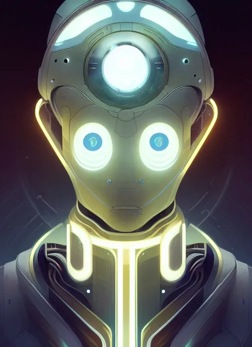 Image similar to symmetry!! portrait of robot, sci - fi, tech wear, glowing lights!! intricate, elegant, highly detailed, digital painting, artstation, concept art, smooth, sharp focus, illustration, art by artgerm and greg rutkowski and alphonse mucha