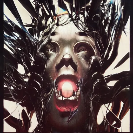 Image similar to a dream divided by zero : : hyperreal surrealism hypermaximal symbolism, paranoid critical method, glitchcore : : by artgerm, nychos, yoji shinkawa, todd mcfarlane — c 1 5