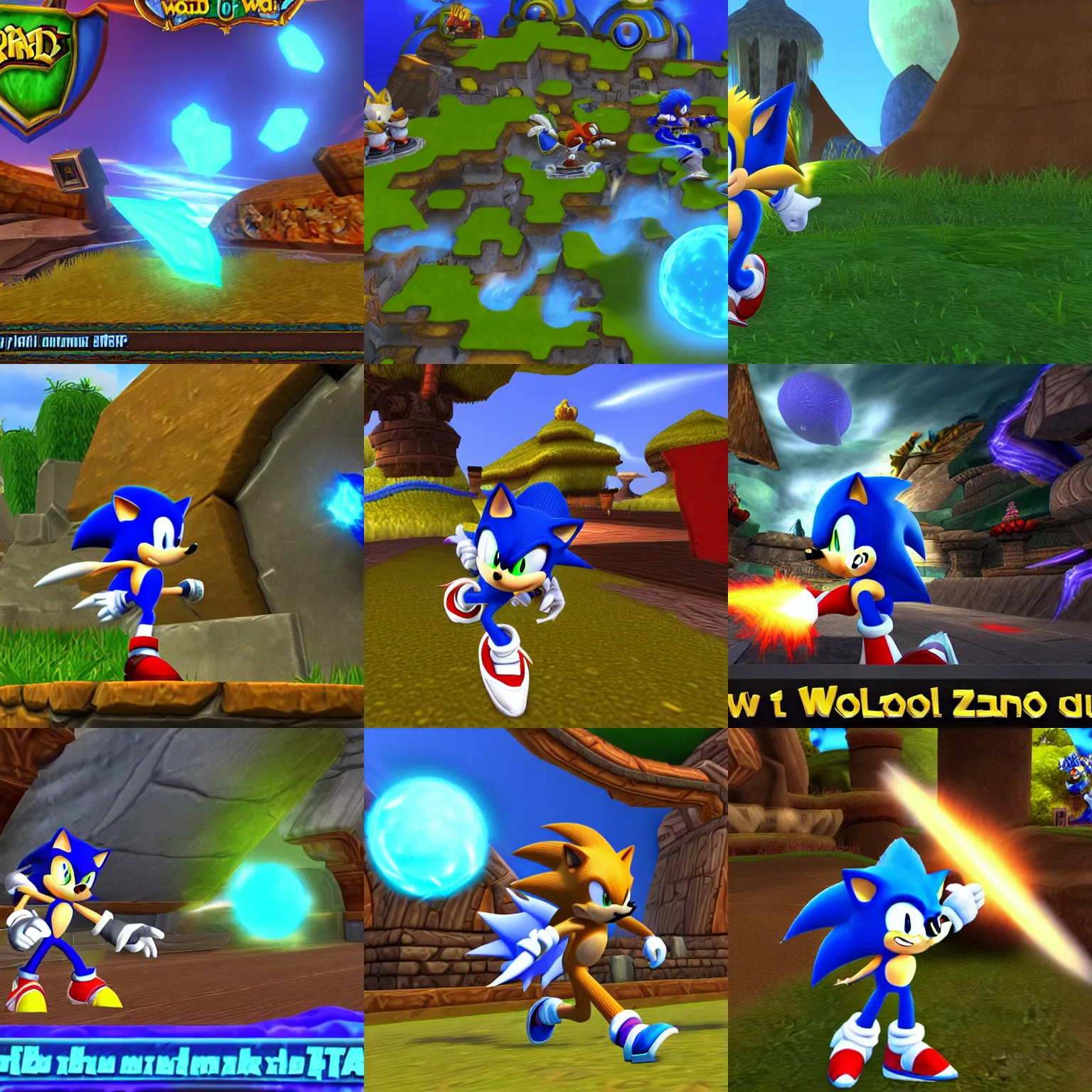 Prompt: screenshot of sonic the hedgehog in world of warcraft