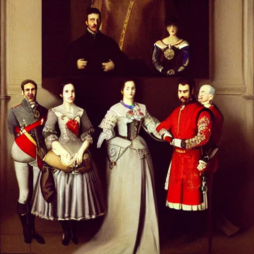 Prompt: the spanish royal family in 1 9 9 6 by diego velazquez and greg rutkowski