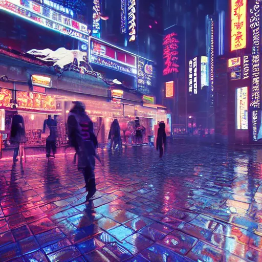 Image similar to market place in a cyberpunk city, nighttime, raining, intricate artwork by Tooth Wu and wlop and beeple, octane render, hyper realism, 8k