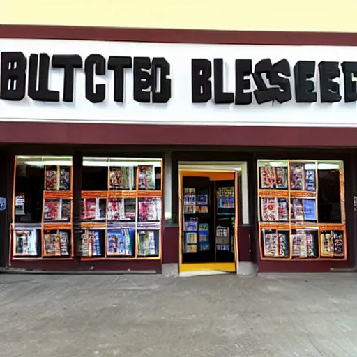 Image similar to blockbuster movie rental store made out of clay