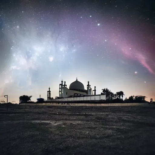 Image similar to mosque surrounded by nebula clouds