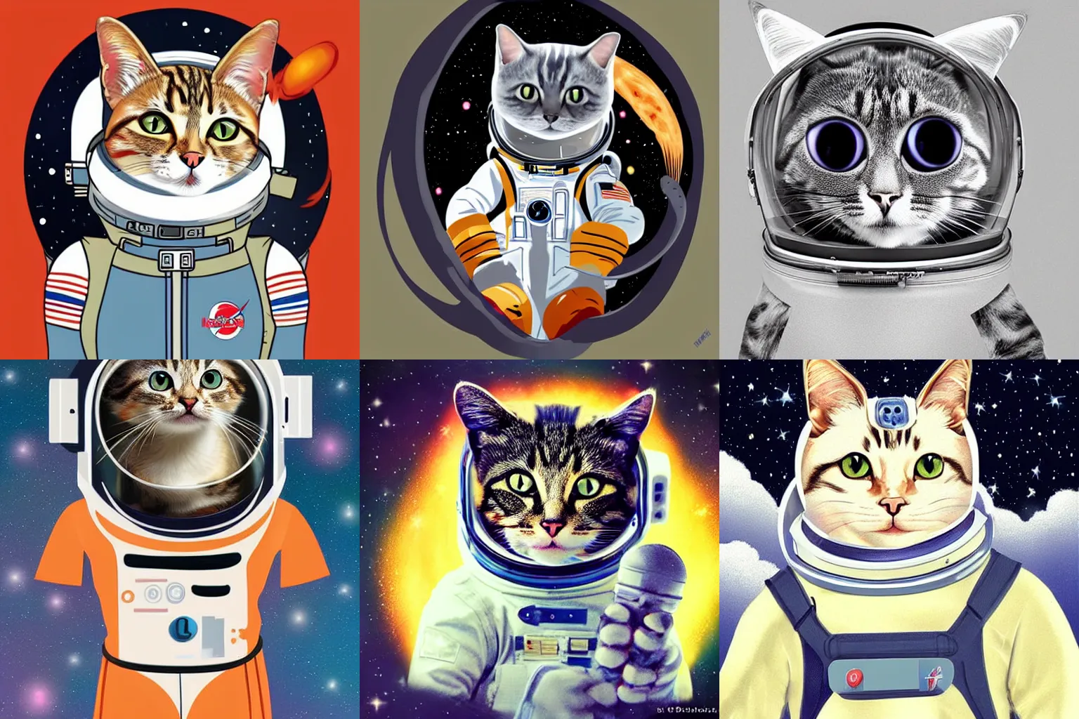 Prompt: a cat astronaut, cute digital art, realistic