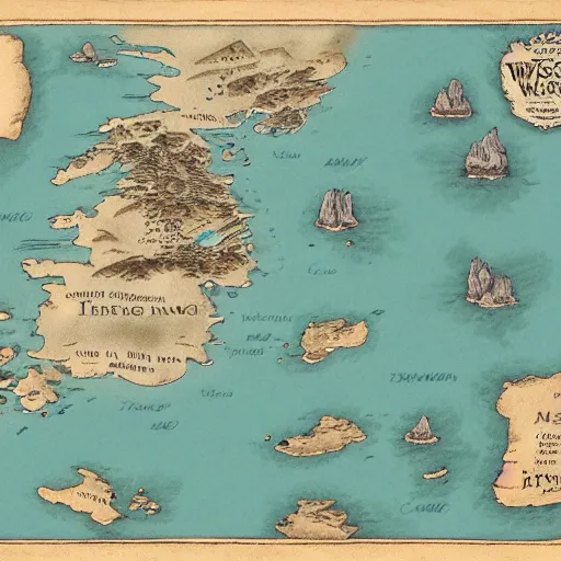 Image similar to A map of what's West of Westeros