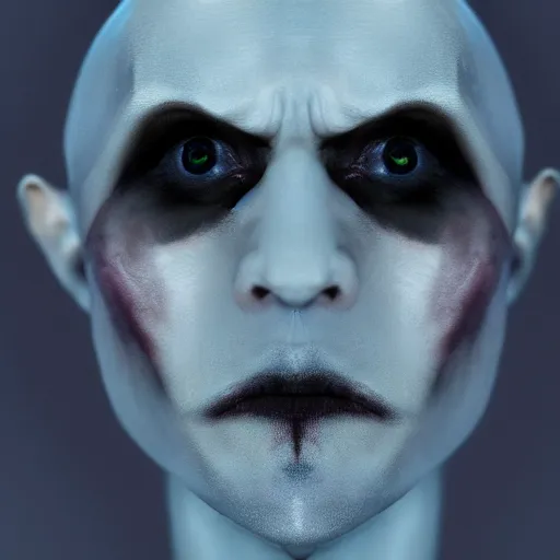 Image similar to vampire nosferatu, pale blue skin, portrait, extreme close up, photograph by elisabeth gadd, ultra detailed, realistic, dark, dramatic light, backlit