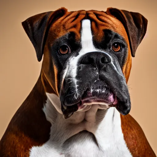 Prompt: high res A boxer dog, 4k photography