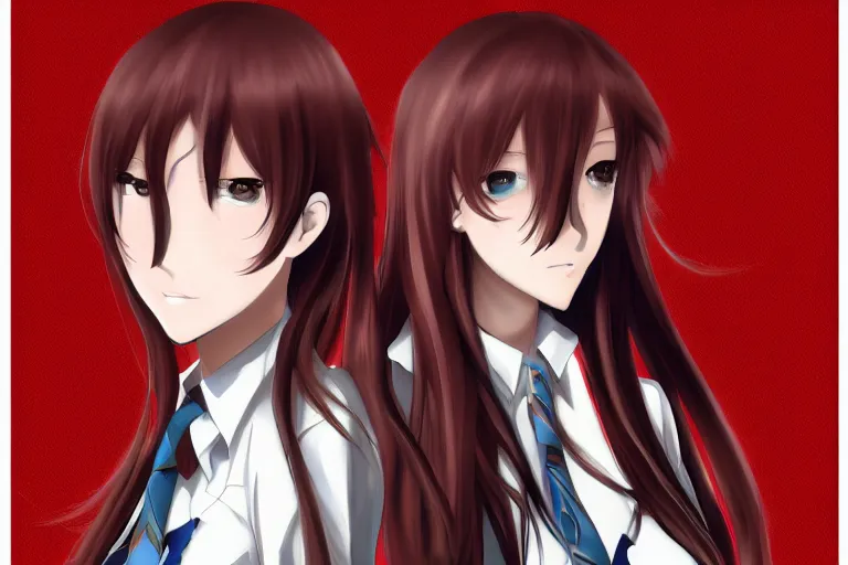 Image similar to makise kurisu digital art