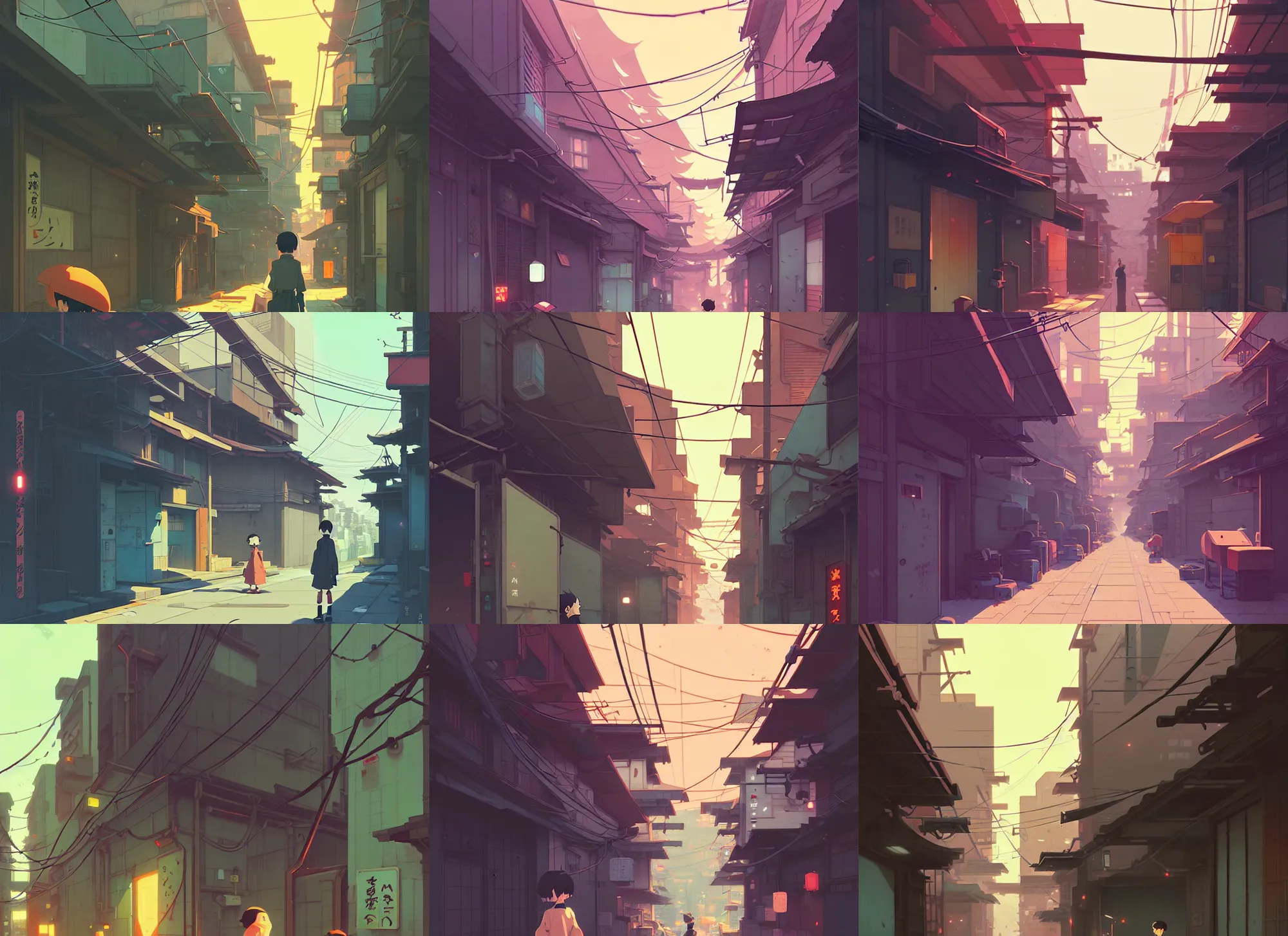 Prompt: tokyo alleyway by cory loftis, atey ghailan, makoto shinkai, hasui kawase, james gilleard, greg rutkowski, beautiful