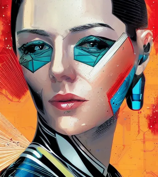 Image similar to portrait of a female android, by MARVEL comics and Sandra Chevrier