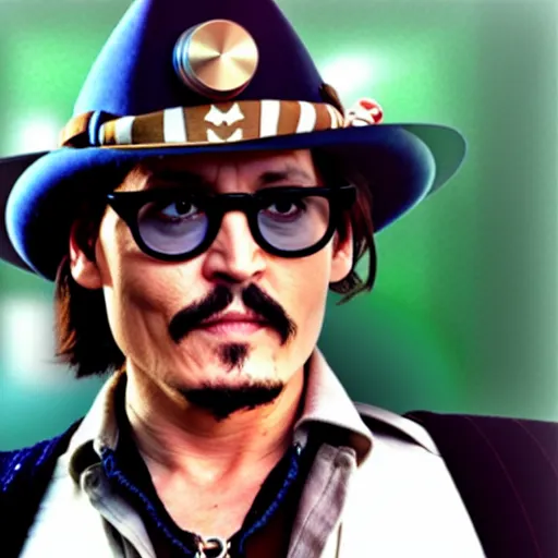 Prompt: Johnny Depp as Luigi in Live-action Super Mario Bros movie
