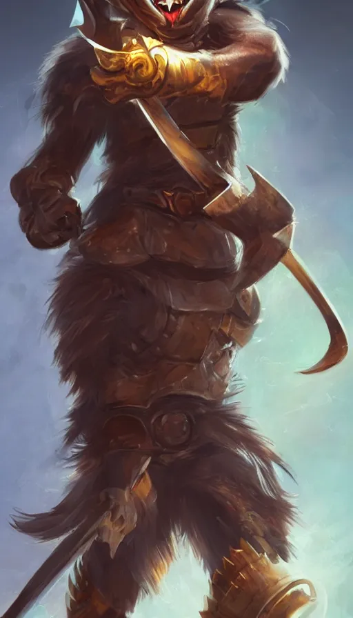 Prompt: character concept portrait, a warrior cat holding a long metal blade in a combat stance, bright glowing. digital painting, concept art, smooth, sharp focus, illustration, 8 k resolution, trending on art station, cinema 4 d, behance hd