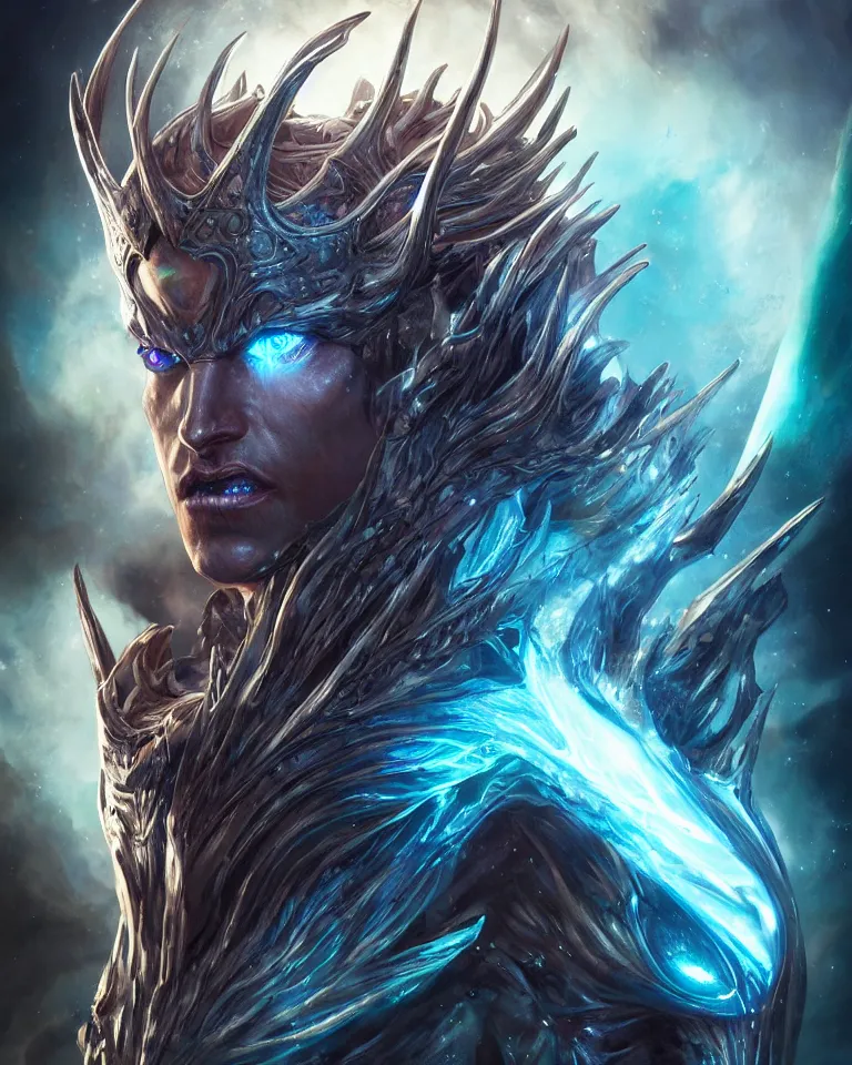 Prompt: beautiful cinematic fantasy poster, one individual demon king of water, beautiful glowing galaxy eyes, hybrid from The Elden Ring and art direction by Darius Zawadzki ;by artgerm; wayne reynolds art station; cinematic quality character render; low angle; ultra high quality model; production quality cinema model;