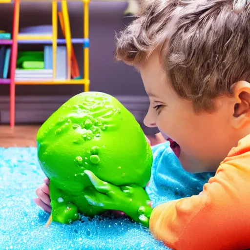 Image similar to slime monster, realistic, toy commercial photo