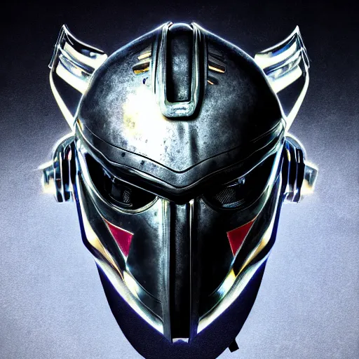 Image similar to kamen rider viking helmet mask robot ninja illumination ray tracing hdr fanart arstation by sung choi and eric pfeiffer and gabriel garza and casper konefal