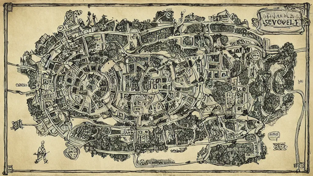 Prompt: a very detailed and stylized indoor map of a sewer beneath the religious capitol for game of d & d.