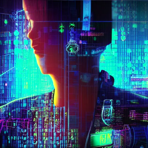 Prompt: glitch art of a cyberpunk hacker's mind shattering in cyberspace detailed realistic hd 8 k high resolution