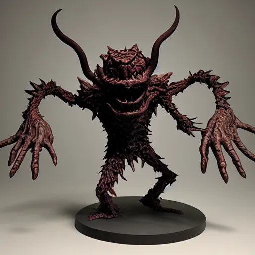 Prompt: of a prosthetic sculpture, character creature of an evil magical beholder creature from d & d