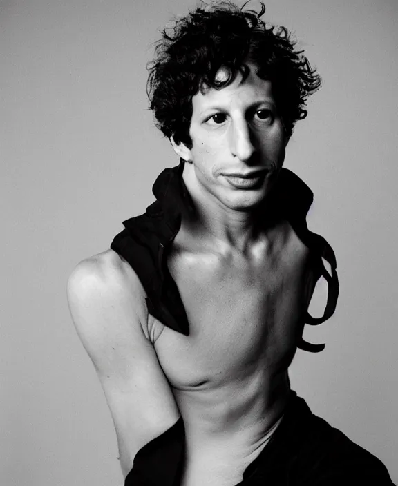 Image similar to portrait of andy samberg photographed by nan goldin