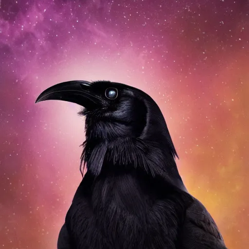 Image similar to A portrait of a crow dressed as a wizard, UHD, 4K, Tyler Jacobson, fantasy, DnD, magical particles, epic, magical, wizard hat