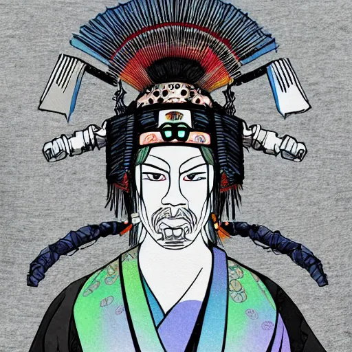 Image similar to a ancient psychedelic samurai