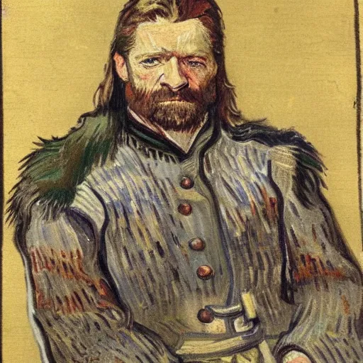 Prompt: detailed portrait of Eddard Stark as an 1890s painted by van gogh