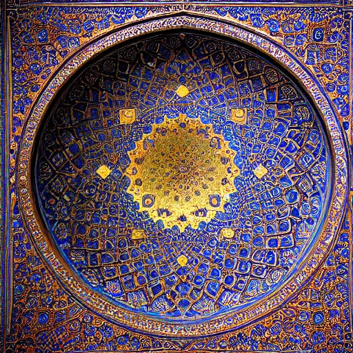 Image similar to photo of the ceiling of a muslim mosque iran. intricate. extremely detailed. 35mm 4k trending on flickr