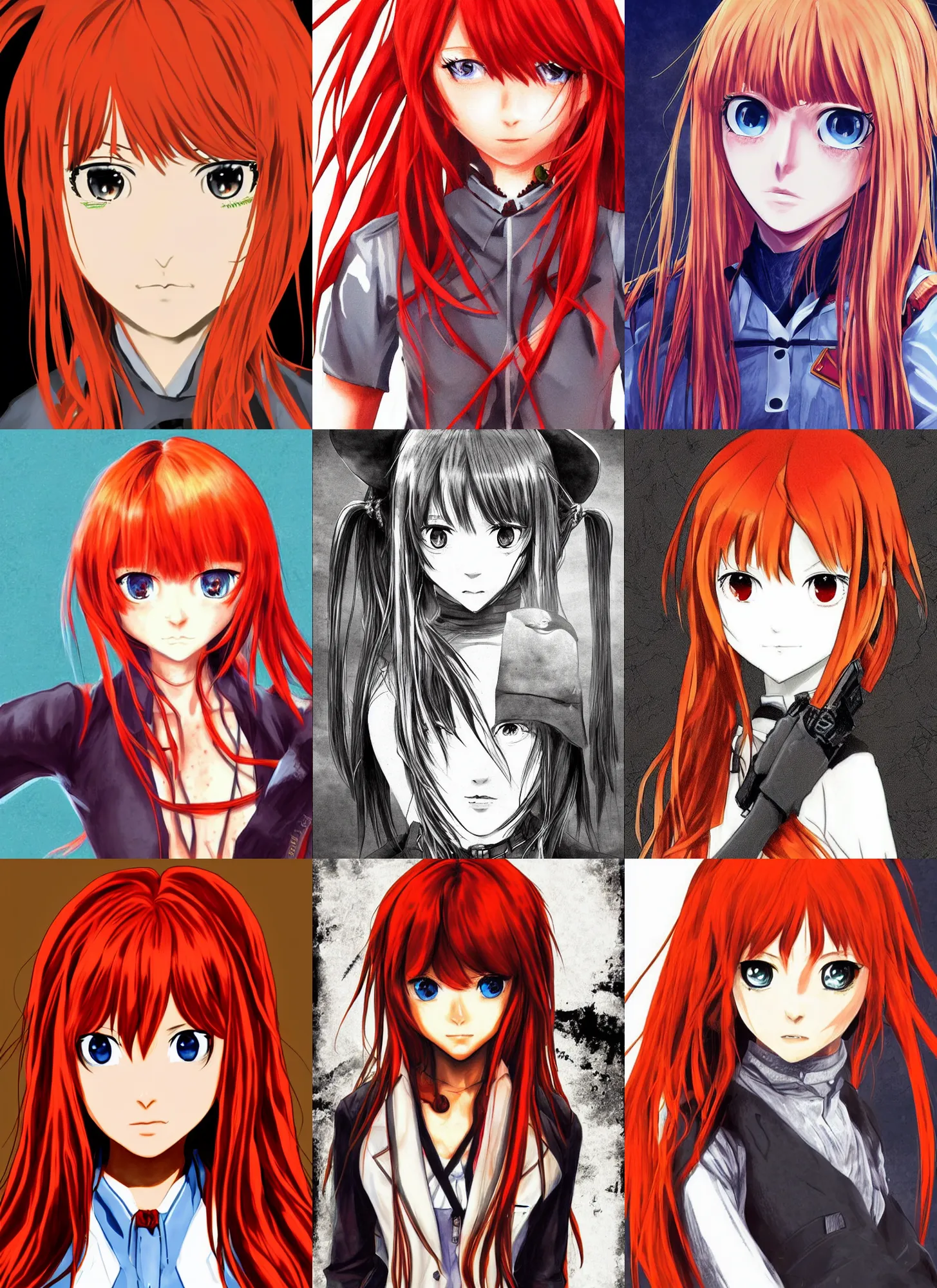 Prompt: asuka langley souryuu, red dead redemption art style, semi realistic anime, portrait, beautiful face, symmetrical face