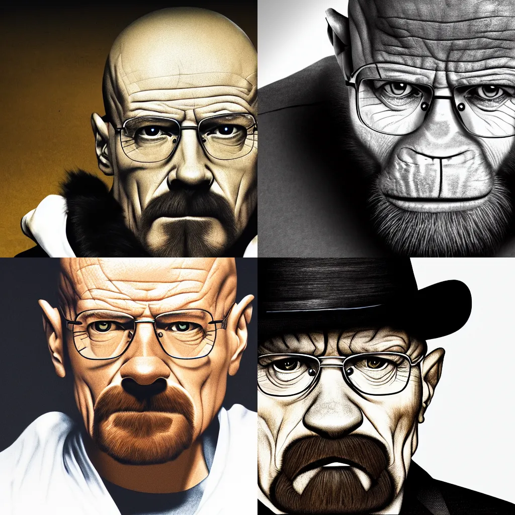 Prompt: Walter White if he was a gorilla, 8k wallpaper