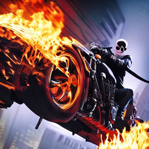 Image similar to Ghost rider In The Matrix 4K quality photorealism