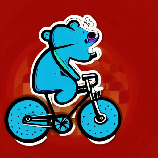 Image similar to Bear riding a small bicycle, sticker, highly detailed, colorful, illustration, drama, smooth and clean vector curves, no jagged lines, vector art, smooth